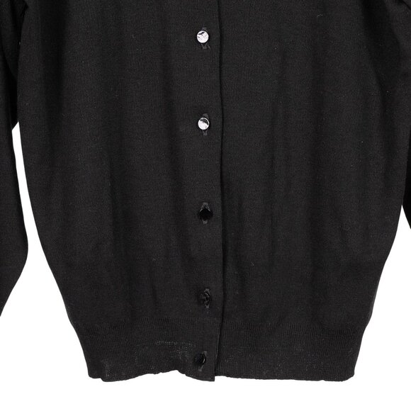Carly Blake VTG Cardigan Sweater M Womens Black Button Up USA Acrylic Classic - Picture 4 of 6